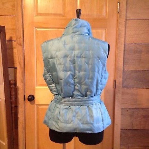 Talbots Puffer Vest Large Blue Tie Waist Down Aqua - Picture 4 of 7
